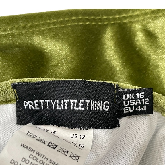 Pretty Little Thing Olive Green Ruffle Frill Velour Velvet Bikini Set - Picture 11 of 11